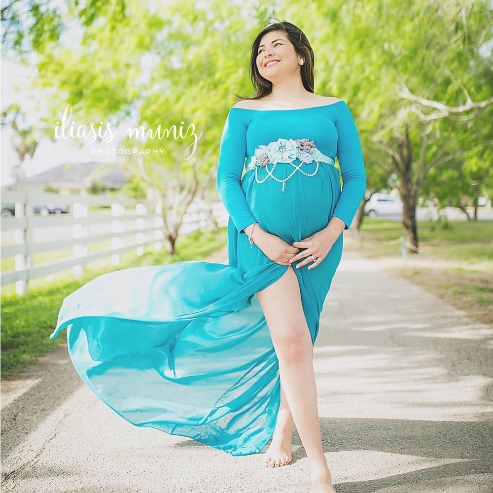 Turquoise maternity gown